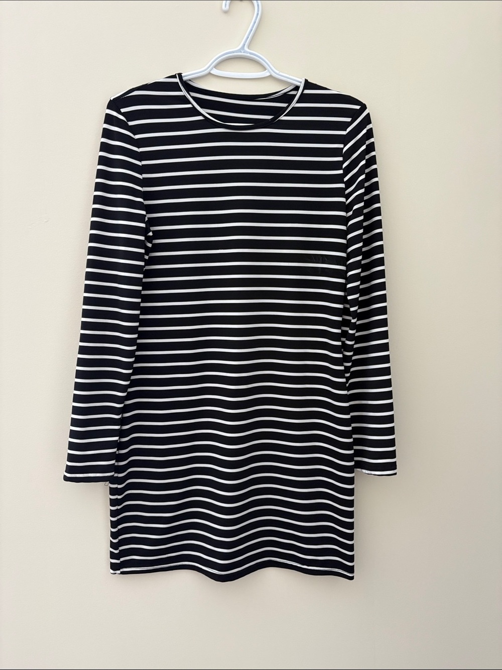 Black & White Striped Long Sleeve Dress